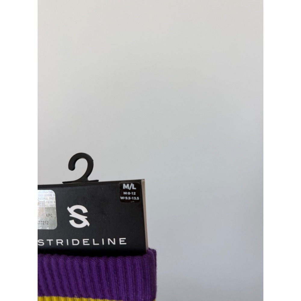 Strideline Minnesota Vikings Premium Knit Crew Socks Purple & Yellow M/L – NWT - Picture 2 of 4